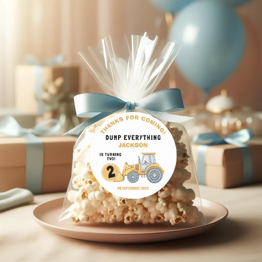 Sticker Rond "DUMP EVERYTHING! Construction Birthday 2