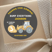 Sticker Rond "DUMP EVERYTHING! Construction Birthday 3