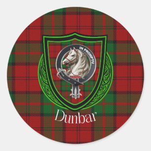 Sticker Rond Dunbar Scottish Clan Tartan & Crest