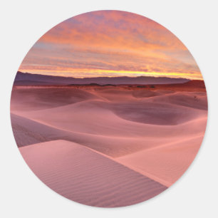Sticker Rond Dunes de sable rose, Vallée de la Mort, CA