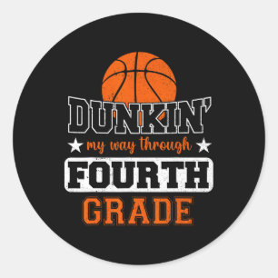 Sticker Rond Dunking My Way À travers le basket-ball de 4e anné