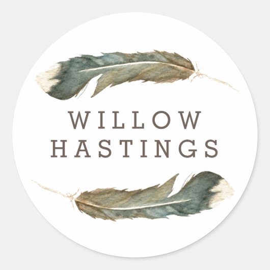 Sticker Rond Duo aquarelle en plumes (Devant)