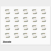 Sticker Rond Duo aquarelle en plumes | M. & Mme (Feuille)