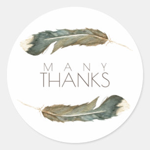 Sticker Rond Duo aquarelle en plumes   Merci beaucoup