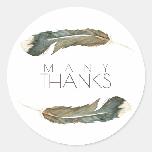 Sticker Rond Duo aquarelle en plumes | Merci beaucoup (Devant)