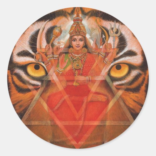 Sticker Rond Durga & Tigre (Devant)