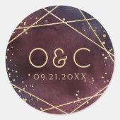 Sticker Rond Dusk Aquarelle Géométrique Moderne monogramme (Devant)