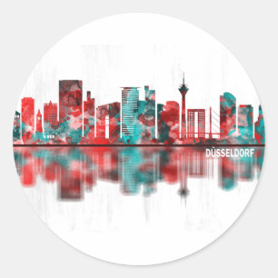 Sticker Rond Dusseldorf Allemagne Skyline