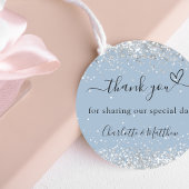 Sticker Rond Dusty bleu coeur argent merci mariage