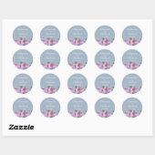 Sticker Rond Dusty bleu rose violet Mariage floral (Feuille)