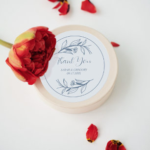 Sticker Rond Dusty Bleu Simple Boho Merci Mariage Faveur