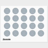 Sticker Rond Dusty Bleu Simple Mariage élégant (Feuille)