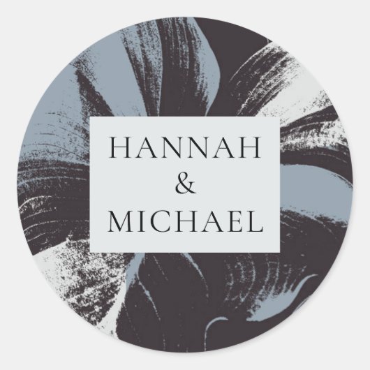 Sticker Rond Dusty Blue Abstrait Floral Mariage (Devant)