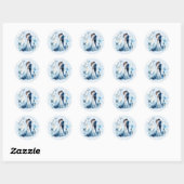 Sticker Rond Dusty Blue Alcohol Ink Bride & Groom Mariage (Feuille)