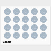 Sticker Rond Dusty Blue Amour Est Un Mariage Doux Faveur (Feuille)