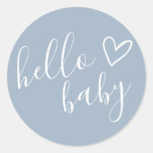 Sticker Rond Dusty Blue Baby Boy Hello Baby shower (Devant)