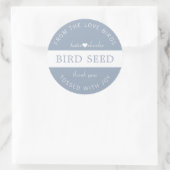 Sticker Rond Dusty Blue Bird Seed Toss Wedding Faveurs (Sac)