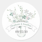 Sticker Rond Dusty Blue Blush Lavender Mason Jar Fleur sauvage (Devant)