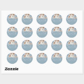 Sticker Rond Dusty Blue Bohemian Mariage Fiançailles (Feuille)