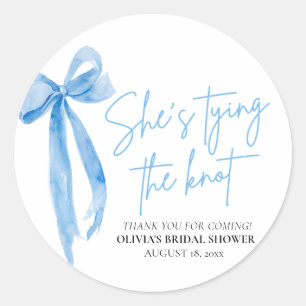 Sticker Rond Dusty Blue Bow Elle Attache le Nœud Shower de Mari