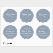 Sticker Rond Dusty Blue Chic Script Merci pour votre achat (Feuille)