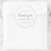 Sticker Rond Dusty Blue Chic Script Thank You For Shopping (Sac)