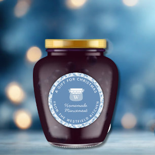 Sticker Rond Dusty Blue Christmas Holiday Food Cadeau