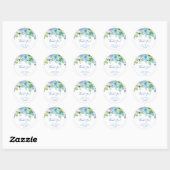 Sticker Rond Dusty Blue Elégant Floral Calligraphie Merci (Feuille)