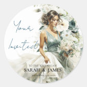 Sticker Rond Dusty Blue Eucalyptus Mariage de verdure (Devant)