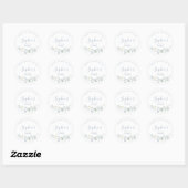 Sticker Rond Dusty Blue Fleur sauvage Rustic Boho Fête des mari (Feuille)