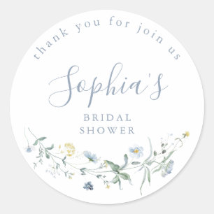Sticker Rond Dusty Blue Fleur Sauvage Rustique Bohème Enterreme