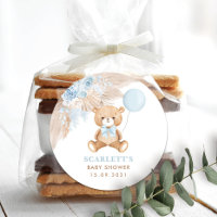 Dusty Blue Floral Boho Teddy Bear Baby shower
