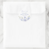 Sticker Rond Dusty Blue Floral Fête de Mariage (Sac)