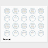 Sticker Rond Dusty Blue Floral First Comunion Invitation (Feuille)