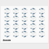Sticker Rond Dusty Blue Floral Greenery Script Mariage (Feuille)