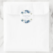 Sticker Rond Dusty Blue Floral Greenery Script Mariage (Sac)