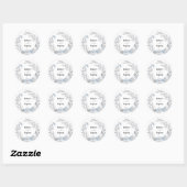 Sticker Rond Dusty Blue Floral Mariage (Feuille)