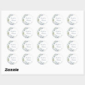 Sticker Rond Dusty Blue Floral Mariage (Feuille)