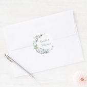 Sticker Rond Dusty Blue Floral Mariage (Enveloppe)