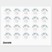 Sticker Rond Dusty Blue Floral Mariage d'hiver (Feuille)