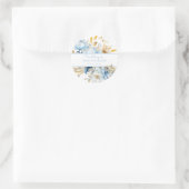 Sticker Rond Dusty Blue Floral Mariage or (Sac)