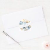 Sticker Rond Dusty Blue Floral Mariage or (Enveloppe)