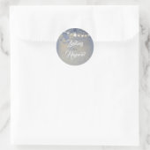 Sticker Rond Dusty Blue Garden String Lumières Dreamy Mariage (Sac)