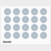 Sticker Rond Dusty Blue Gold Lovebirds Merci (Feuille)