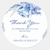 Sticker Rond Dusty Blue Gold Parties scintillant Rustic Mariage (Devant)