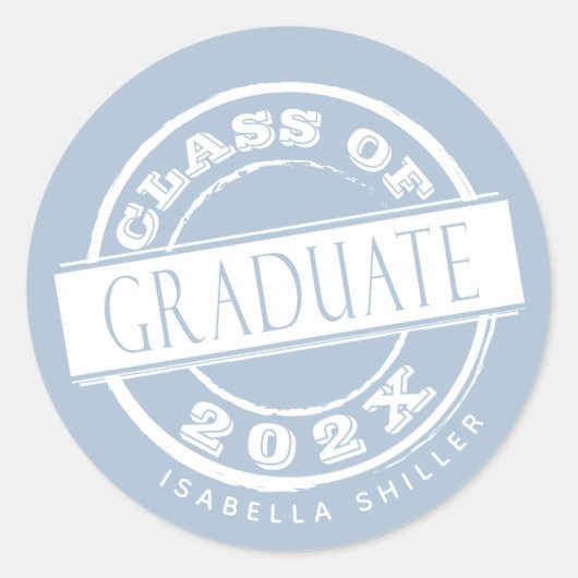 Sticker Rond Dusty Blue Graduate sur mesure (Devant)