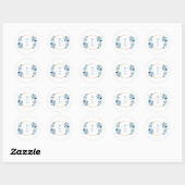 Sticker Rond Dusty Blue Greenery Modern Monogram Wedding (Feuille)