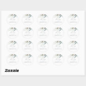 Sticker Rond Dusty Blue Greenery Romantique Mariage (Feuille)