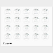 Sticker Rond Dusty Blue Greenery Romantique Mariage (Feuille)