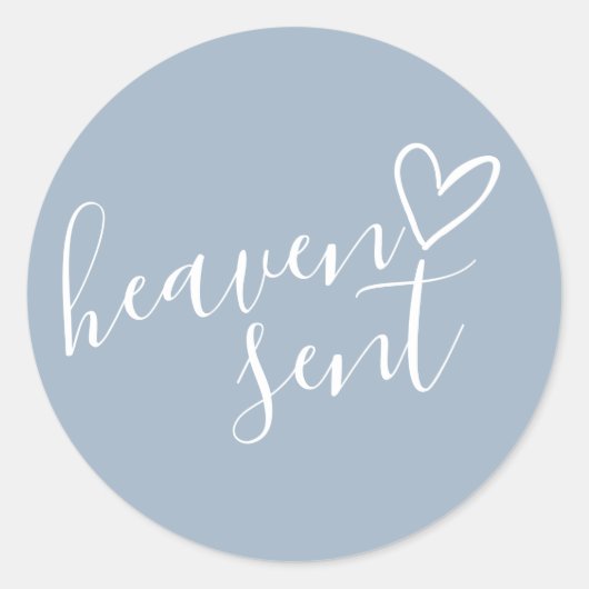 Sticker Rond Dusty Blue Heaven envoyé Baby shower (Devant)